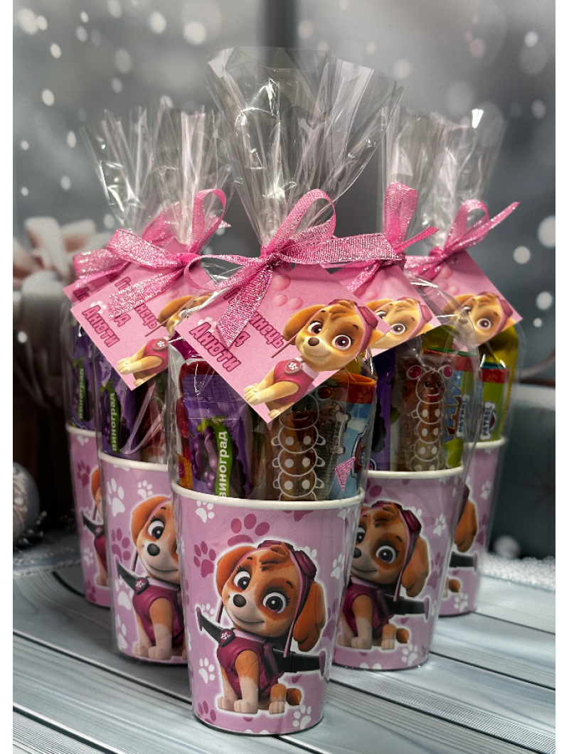 Стаканчик для дітей Щенячий патруль набір солодощів для дитини набір цукерок з листівкою Стаканчик для дітей Щенячий патруль набір солодощів для дитини набір цукерок з листівкою